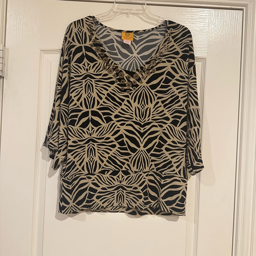 Ruby Rd Embellished V Neck Top